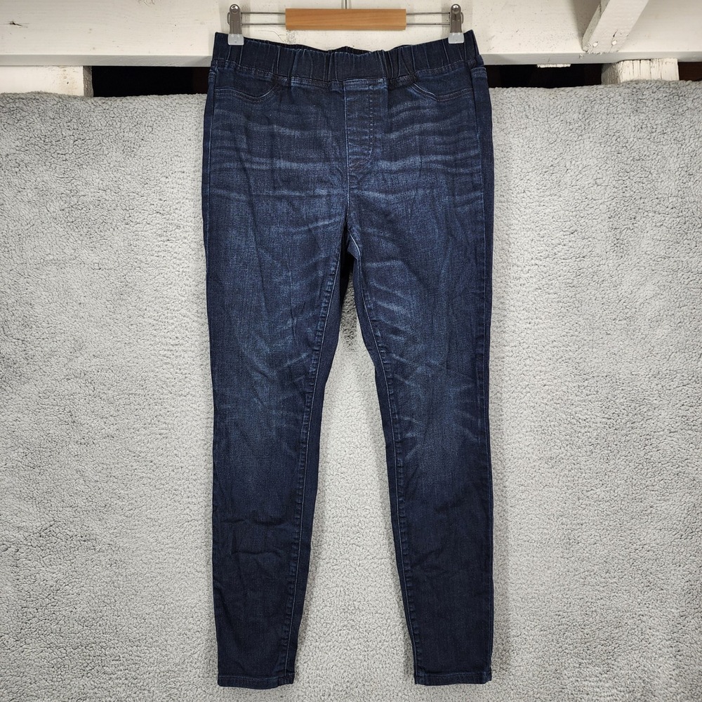 EILEEN FISHER Dark Wash Stretch Denim Jeans Elastic Waist Slim Fit Small Organic